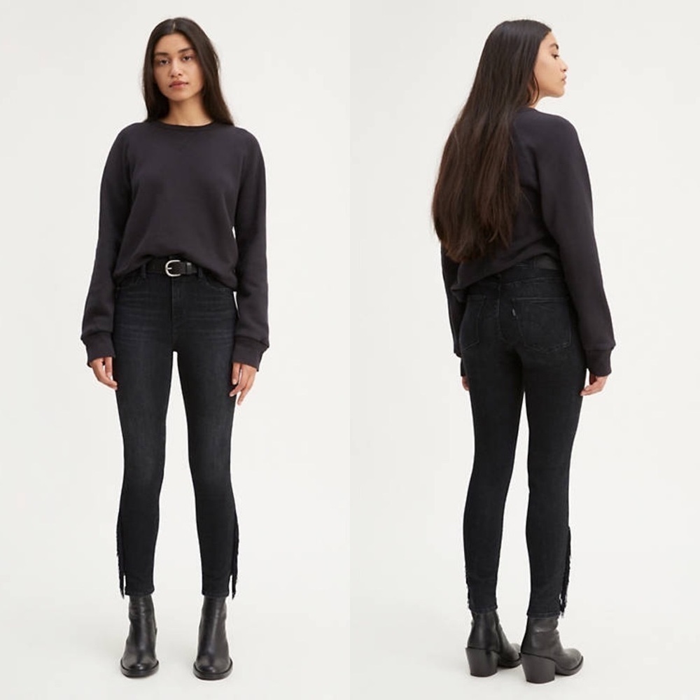 Levi’s women 721 High-Rise Skinny Ankle fringe